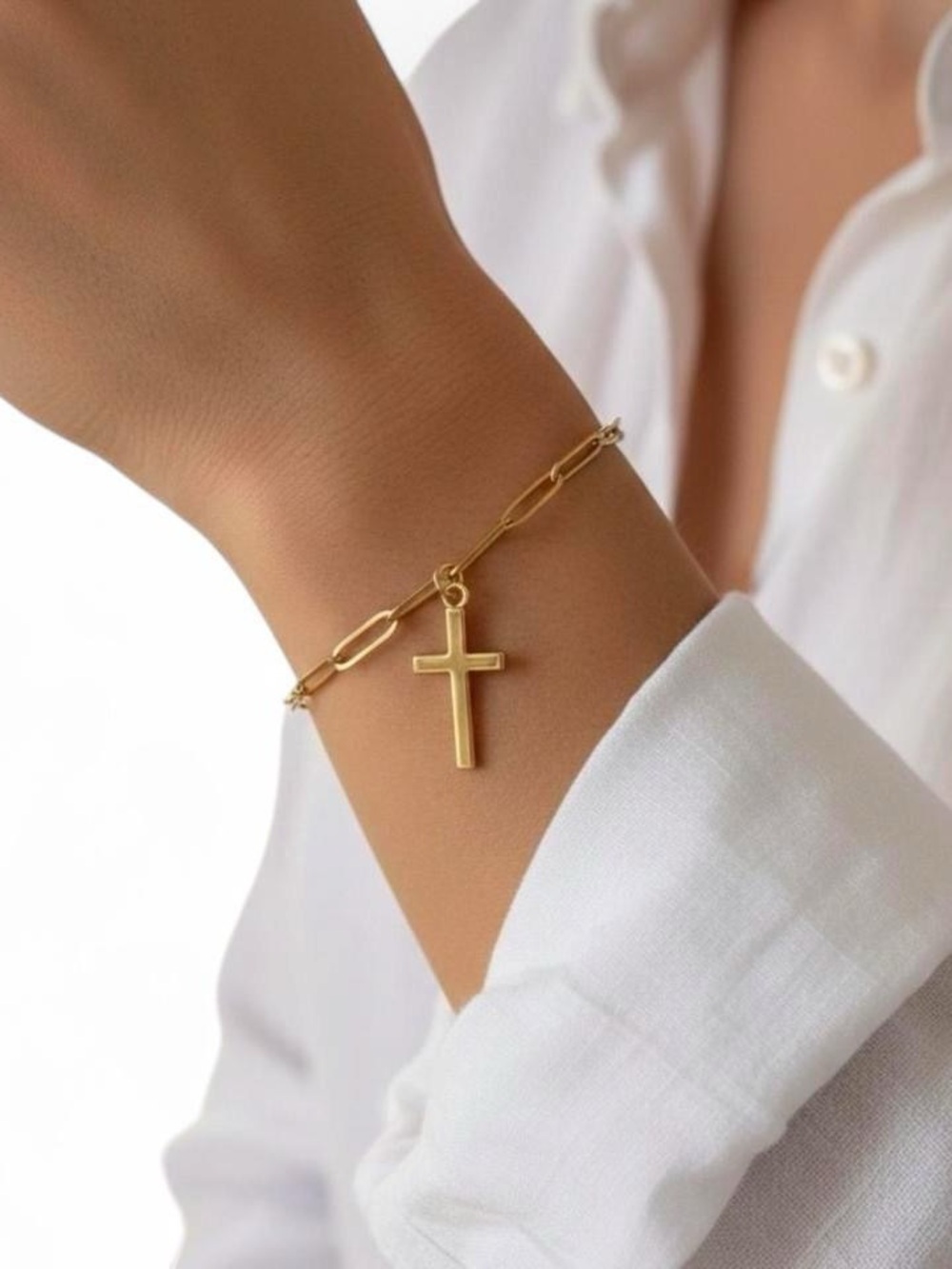 Stainless Steel Cross Chain Bracelet